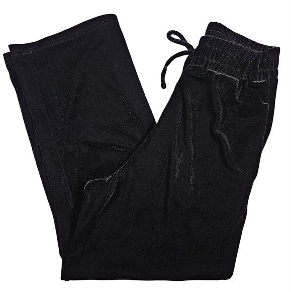 Elodie Velvet Straight Leg Pants, Black, Small - Picture 1 of 12